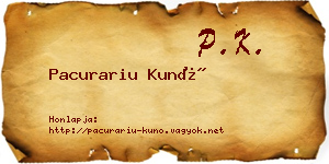 Pacurariu Kunó névjegykártya